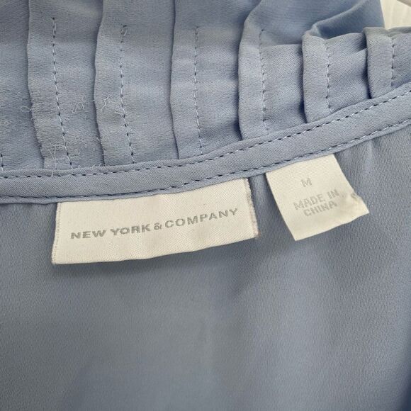 New York & Company Light Dusty Blue Button Front Ruffle Tank Top Women’s Size M - Picture 3 of 6